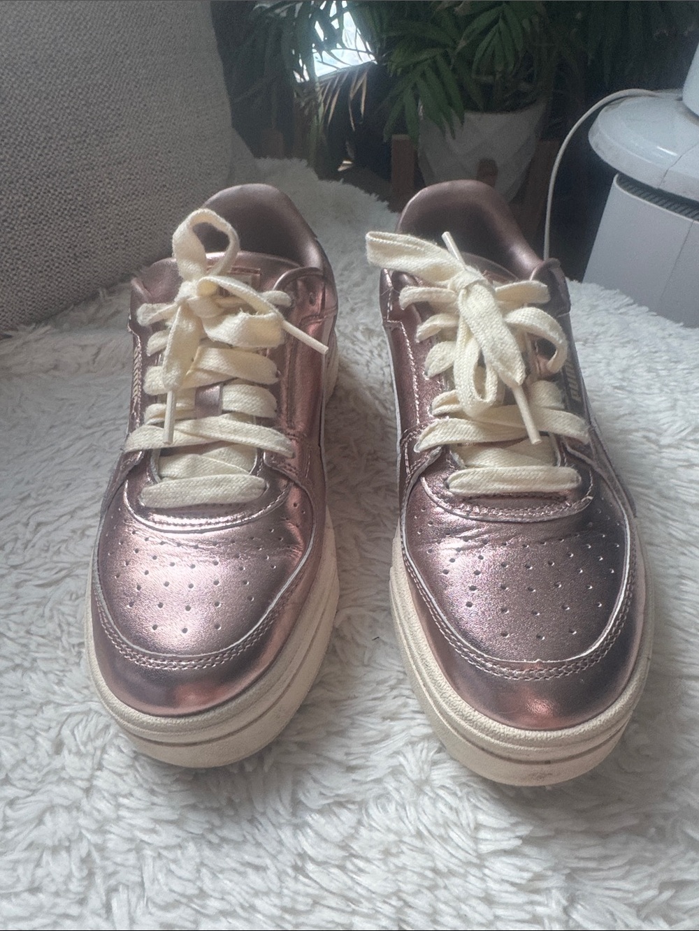 Puma Metallic Rose Low-Top Sneakers with Cream Soles